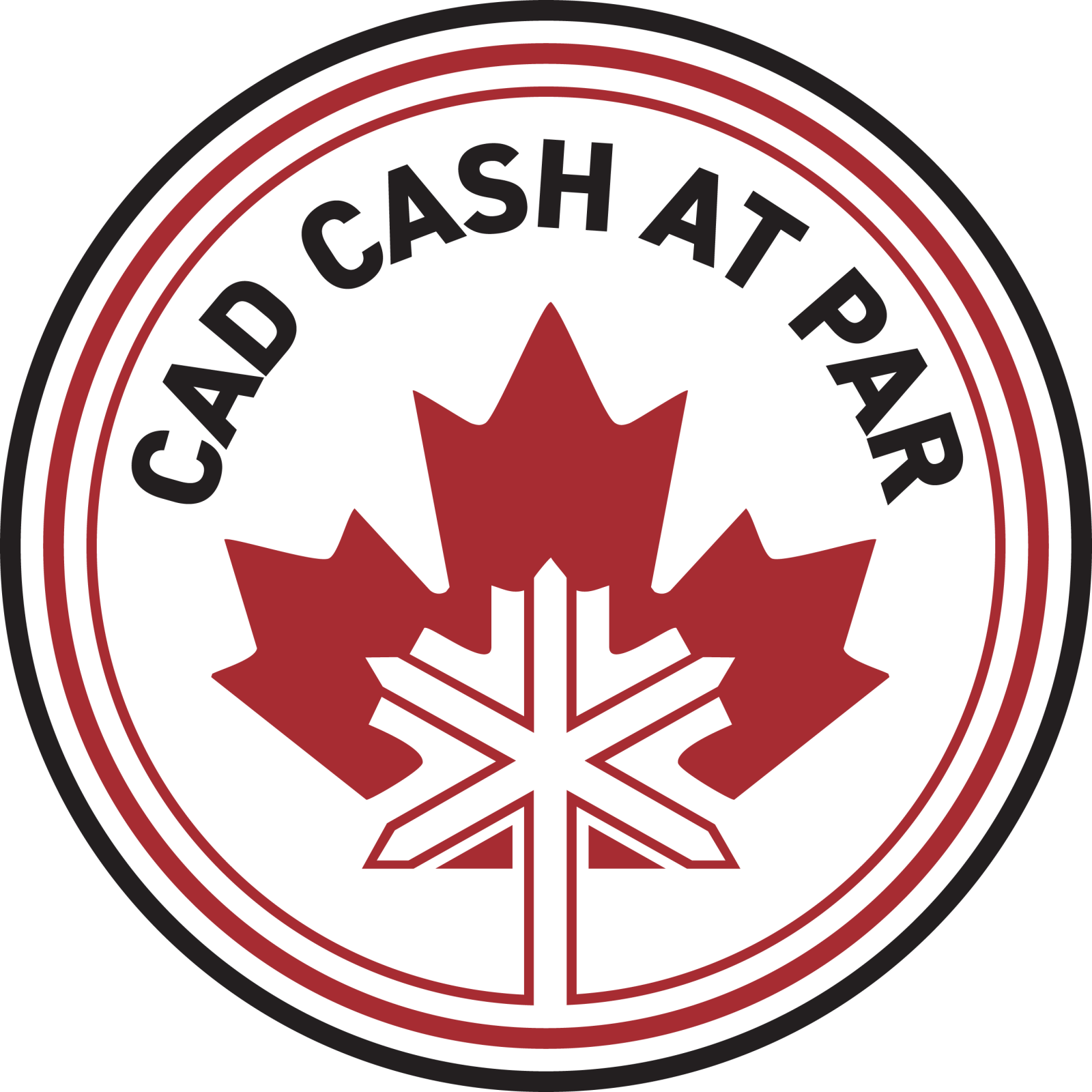 CAD Cash at Par logo with a red maple leaf.